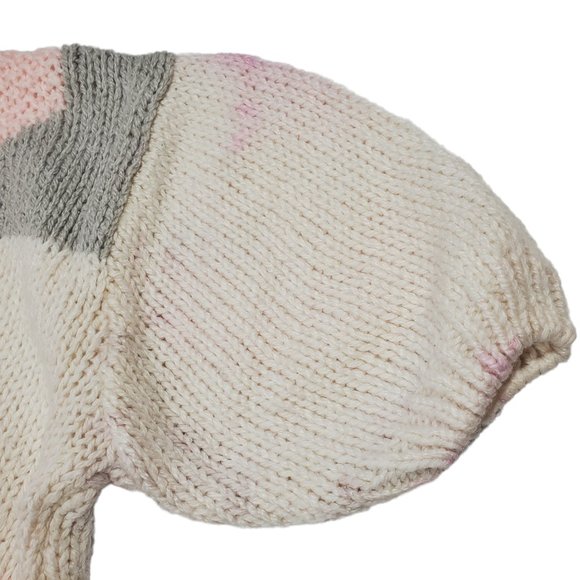 VTG Chelsea Place S/S Hand Knit Sweater Pastel Colorblock Abstract Wearable Art - Picture 5 of 6